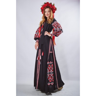 Embroidered Boho Maxi Dress "Fortune" Black